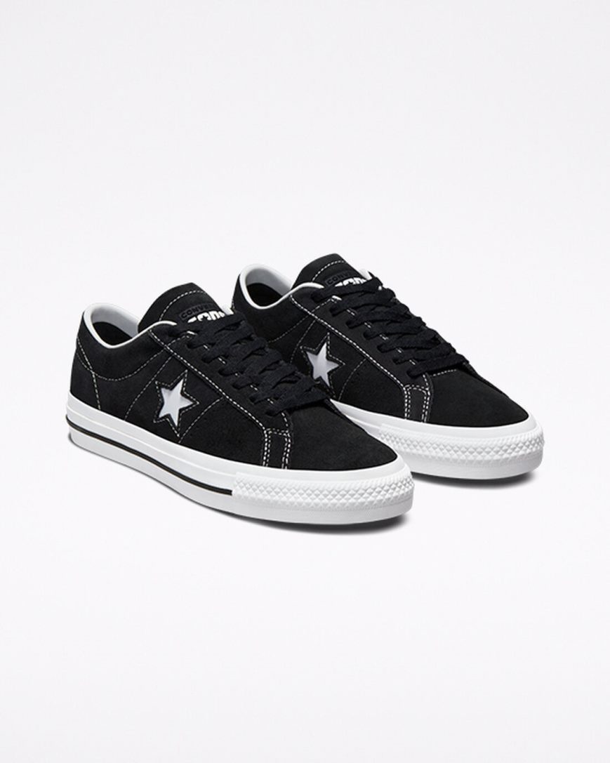 Women's Converse CONS One Star Pro Suede Skate Shoes Black / White | AU E5908L